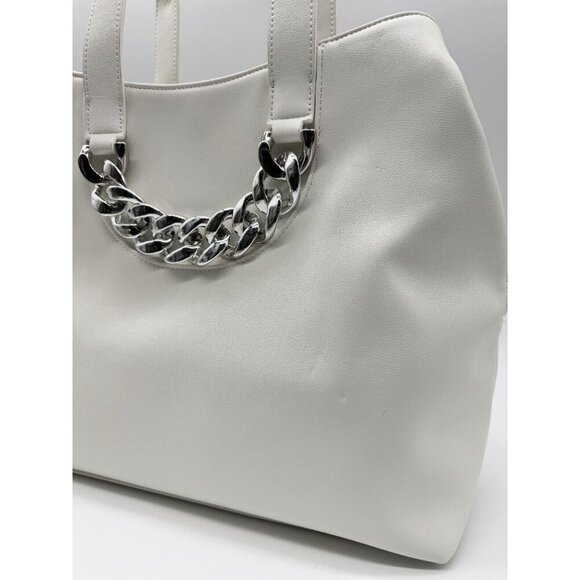INC Trippii faux-leather chain detail women's tote bag - White / Silver (Used) - Picture 8 of 11